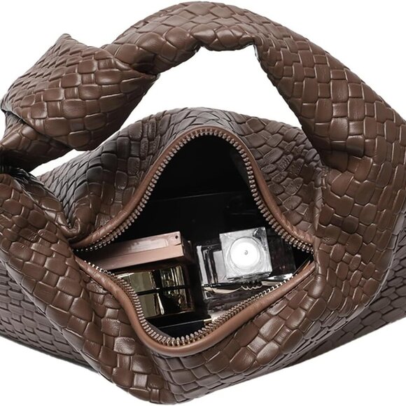 Women's Knot Strap Leather Dumpling Handbags Zipper Hobo Clutch Purses - Picture 6 of 6